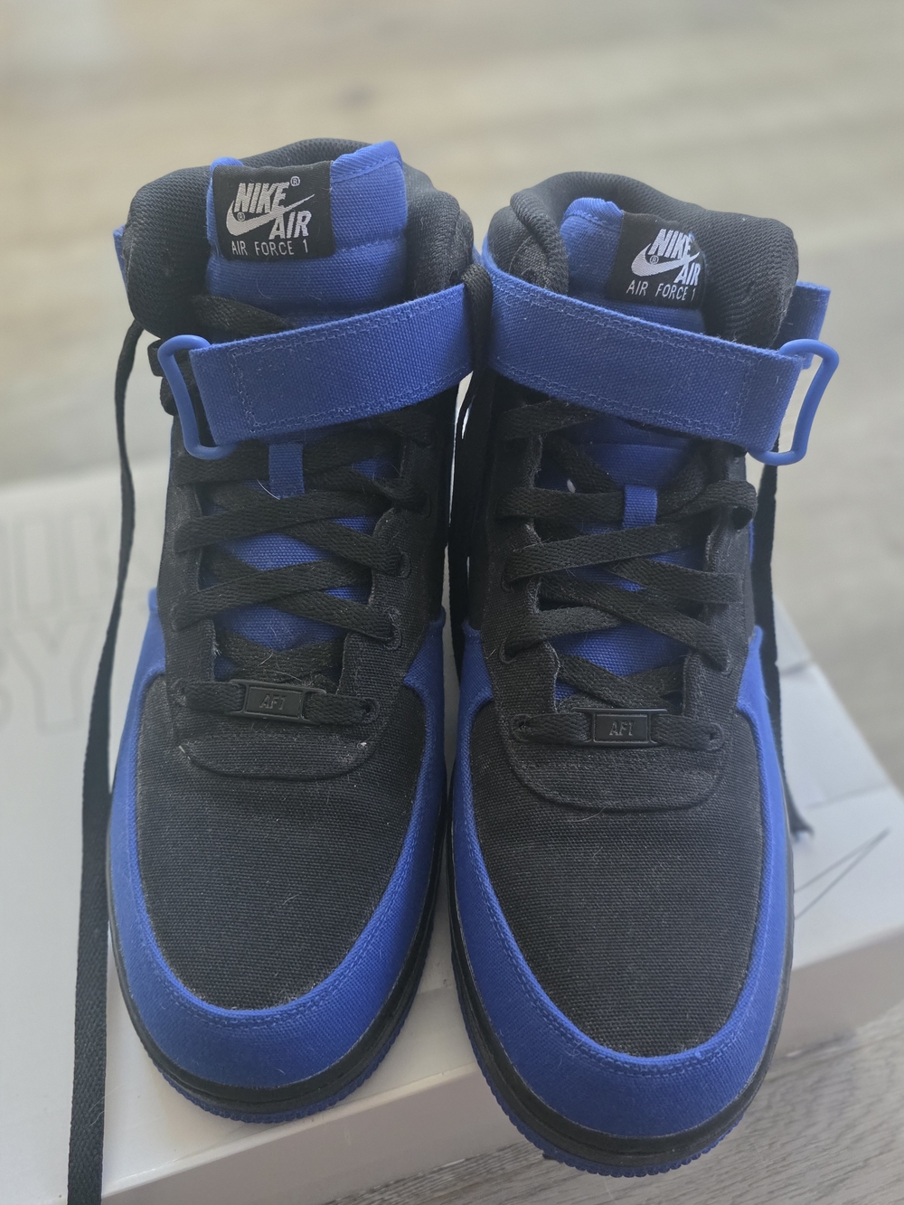 Nike Air Force One Blue and Black High-Top Canvas